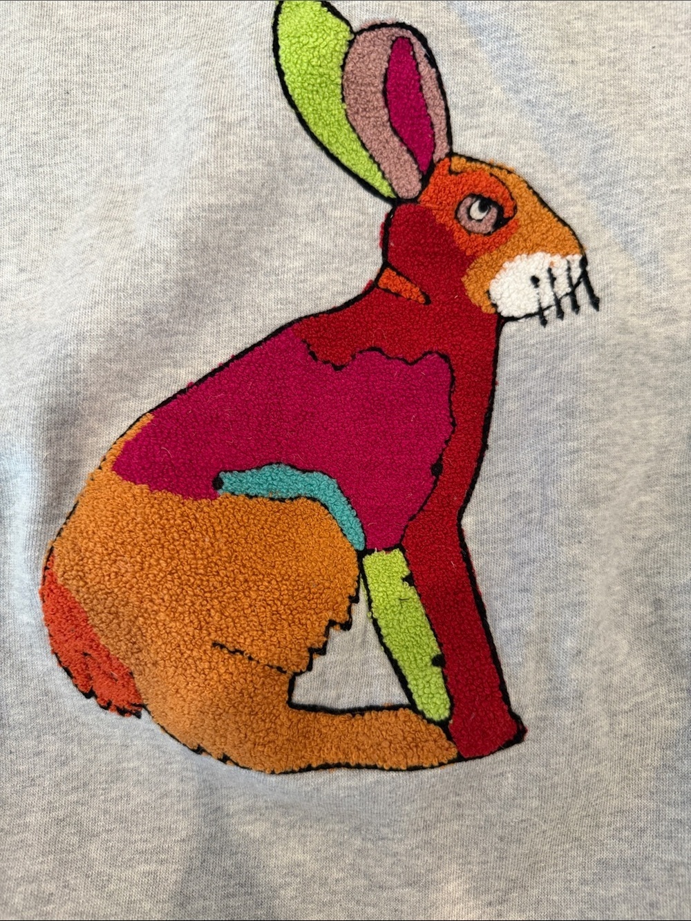 Bonobos Gray Sweatshirt with Multicolor Rabbit Patch - Picture 3 of 5